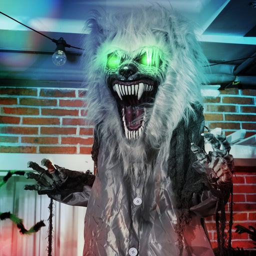 Halloween Skeleton Werewolf Animatronic Prop with Light Up Eyes