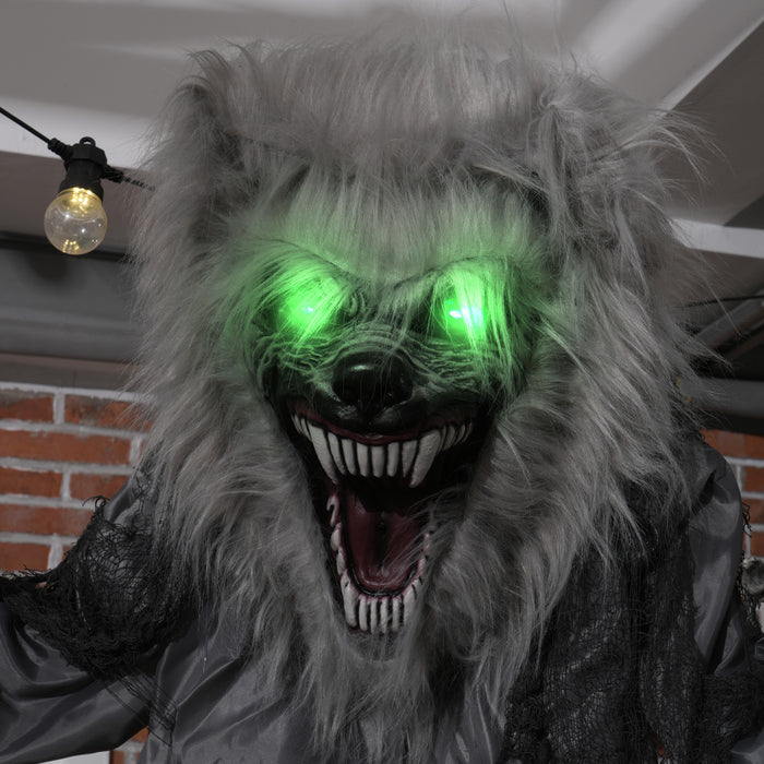 Halloween Skeleton Werewolf Animatronic Prop with Light Up Eyes