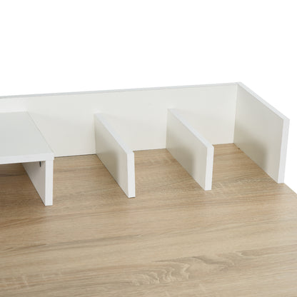 Small Computer Desk with Monitor Stand, Drawer and Storage Compartments, Home Office Desk for Small Spaces, Study Table, White