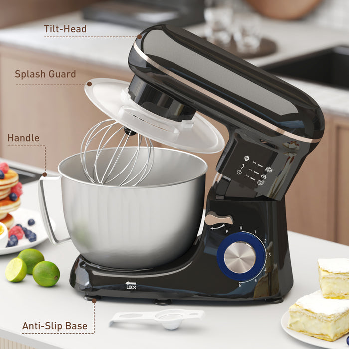 Electric Stand Mixer, 4.5L Food Mixer with Dough Hook, Whisk, Black