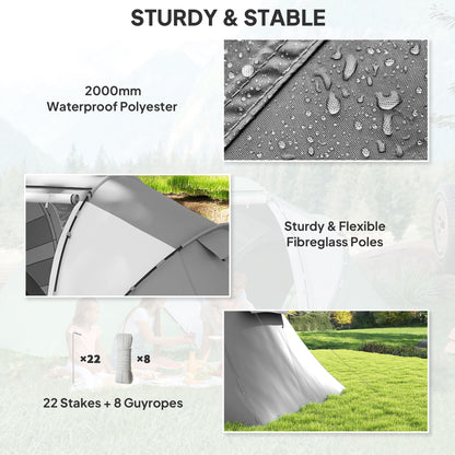 4-6 Persons Camping Tent Dome Family Travel Group Hiking Room Fishing