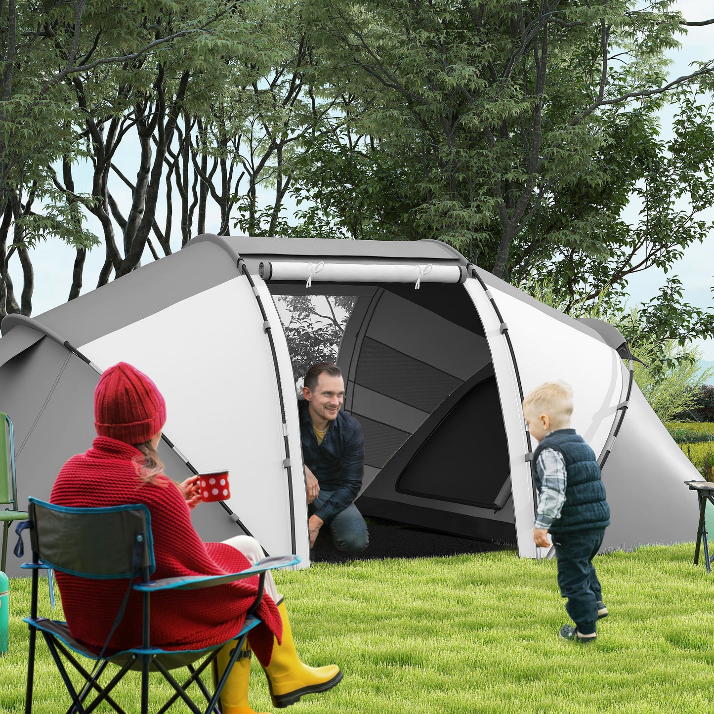 4-6 Persons Camping Tent Dome Family Travel Group Hiking Room Fishing