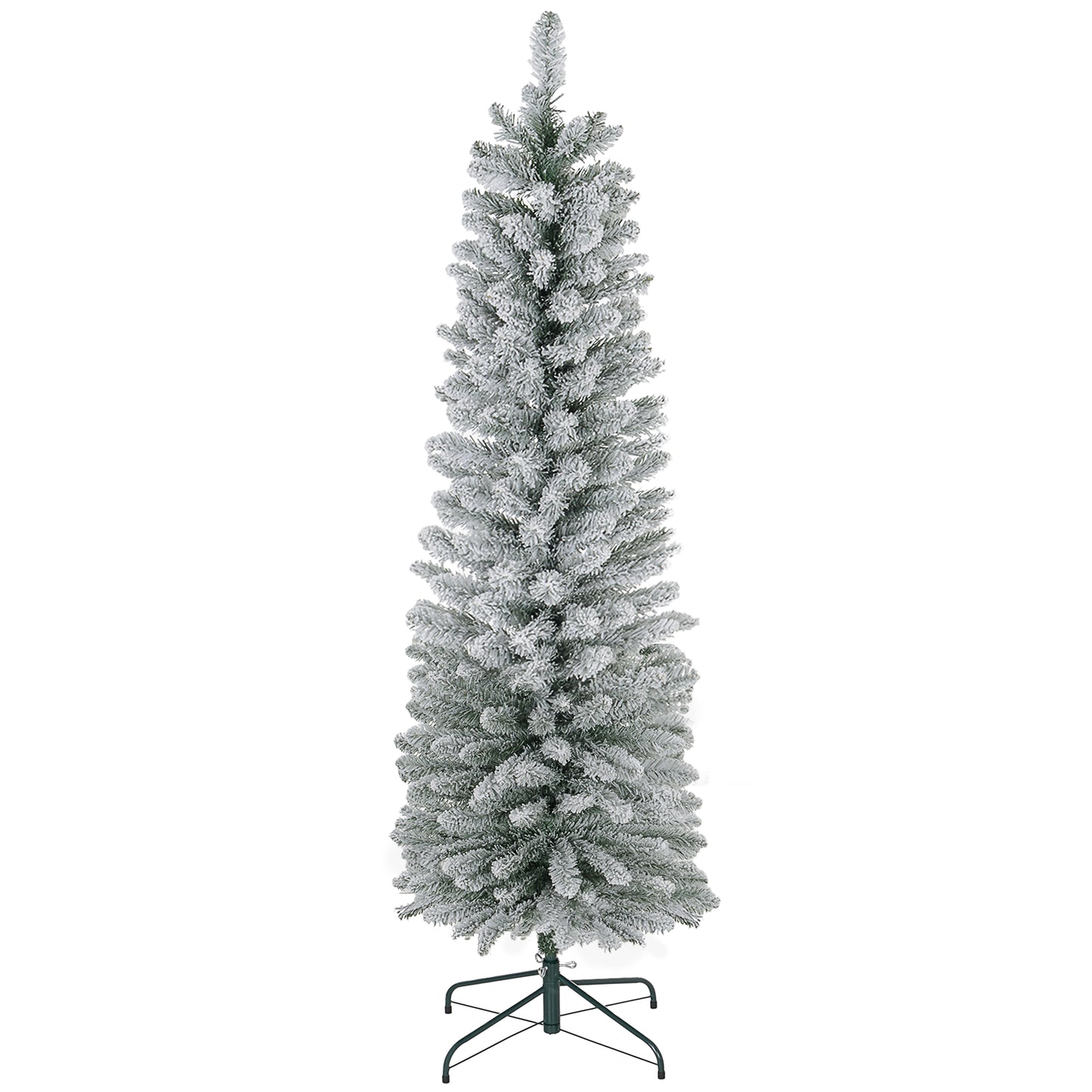 6 Foot Artificial Pencil Christmas Tree with Snow Flocked Tips, White