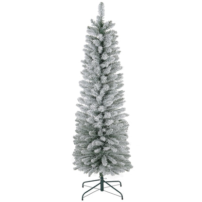 6 Foot Artificial Pencil Christmas Tree with Snow Flocked Tips, White