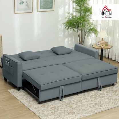 Reversible L-Shaped Sectional Sofa Bed with Cushions, Grey