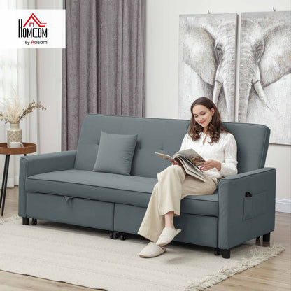 Reversible L-Shaped Sectional Sofa Bed with Cushions, Grey