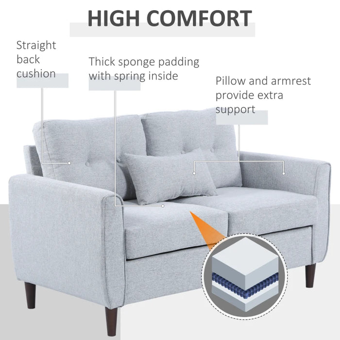 Two-Seater Sofa, with Pillow - Grey