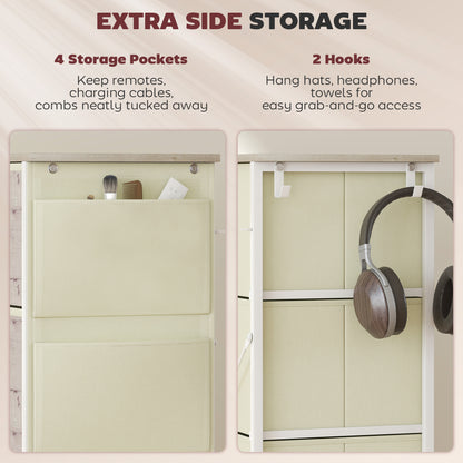 Fabric Chest of Drawers, 8 Drawer Dresser for Bedroom, Natural Wood