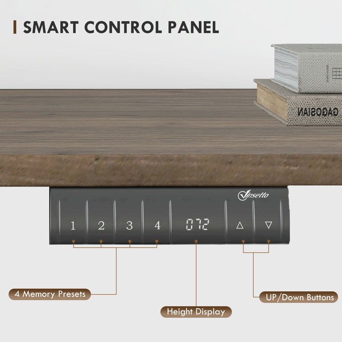 Height Adjustable Electric Standing Desk with 4 Automatic Memory Preset 140cm x 70cm Tabletop Stand Up Desk for Home Office