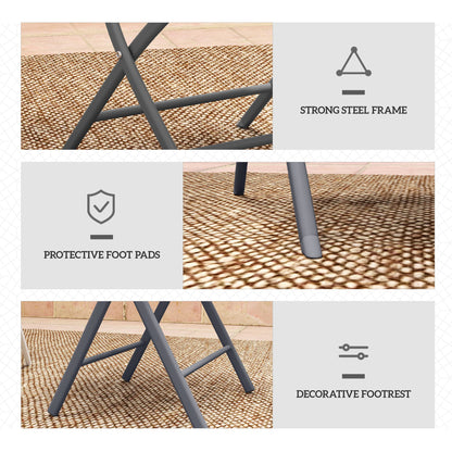 3 Pieces Outdoor Bistro Set, Glass Top Table and Chairs, Grey