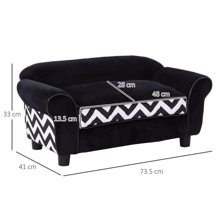 Dog Sofa Bed for XS-Sized Dogs, Pet Sofa Cat Sofa with Soft Cushion, Washable Cover, Removable Legs, Wooden Frame - Black