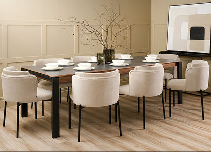 Corinna 8 Seat Dining Table Grey - Black legs