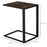 C-Shaped Side Table, Sofa End Table with Metal Frame, Accent Couch Table for Living room, Bedroom, Brown and Black