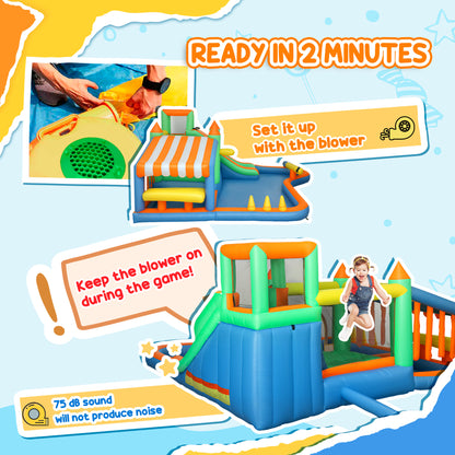 Inflatable Bouncy Castle with 550W Blower for Kids, 360x315x195 cm