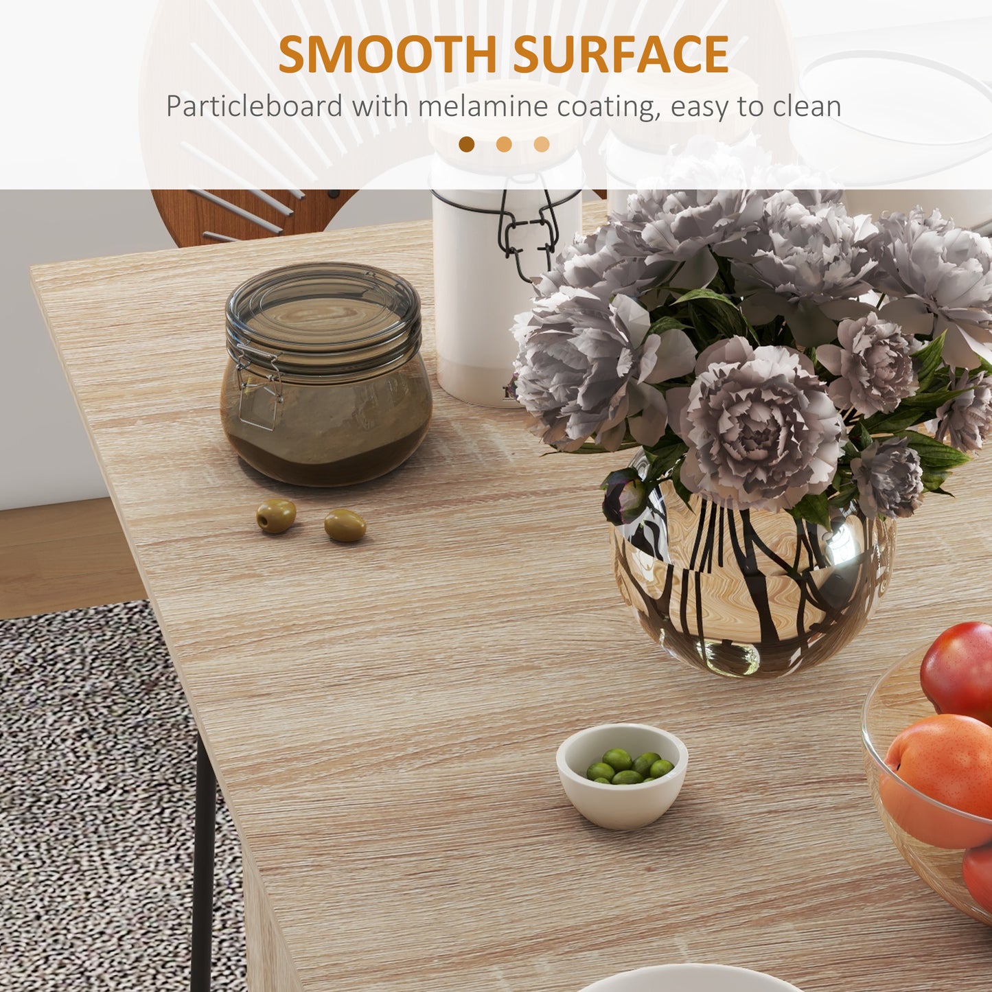 Mobile Drop Leaf Dining Table, Folding Desk with 2 Wheels, Natural