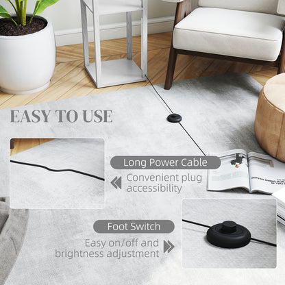 Floor Lamp for Living Room, Standing Lamp with Foot Switch, White