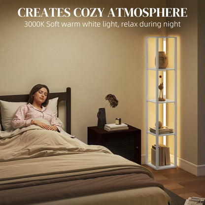 Floor Lamp for Living Room, Standing Lamp with Foot Switch, White