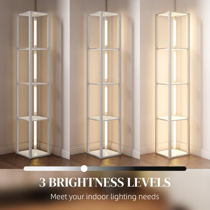 Floor Lamp for Living Room, Standing Lamp with Foot Switch, White