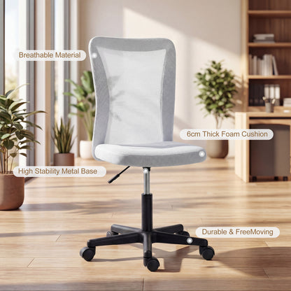 Vinsetto Mesh Office Chair Armless Adjustable Height White