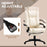 PU Leather Office Chair, Swivel Computer Chair with Footrest, Wheels, Adjustable Height, Cream White