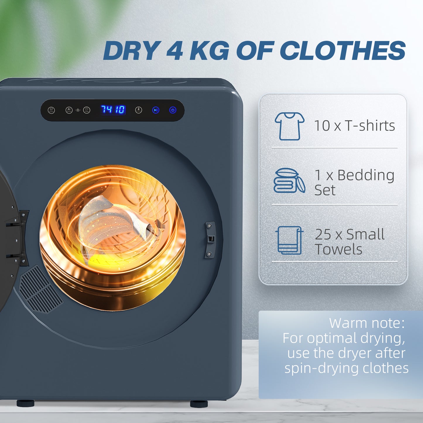 5kg Portable Vented Tumble Dryer Machine with Timer, 6 Heat Settings