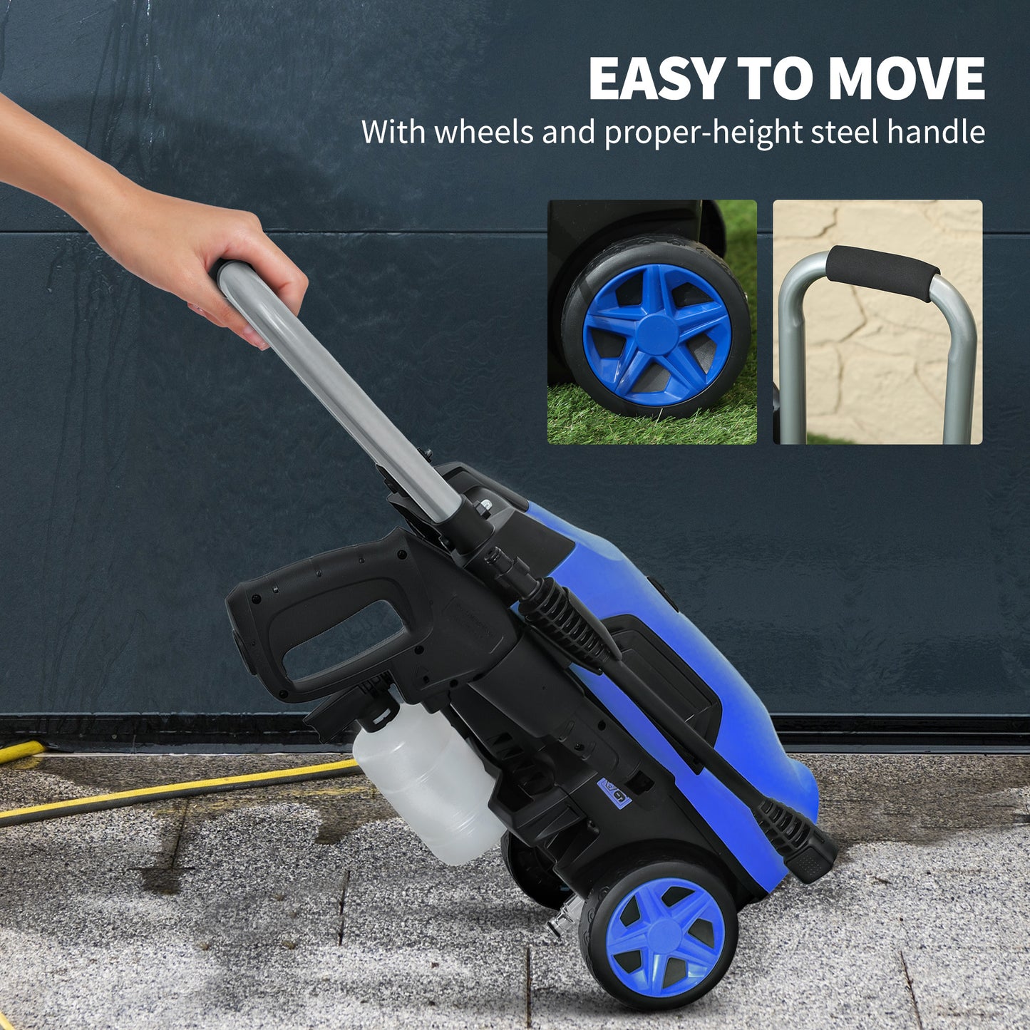 1800W Power Washer 150 Bar Pressure with Adjustable Nozzle, Blue