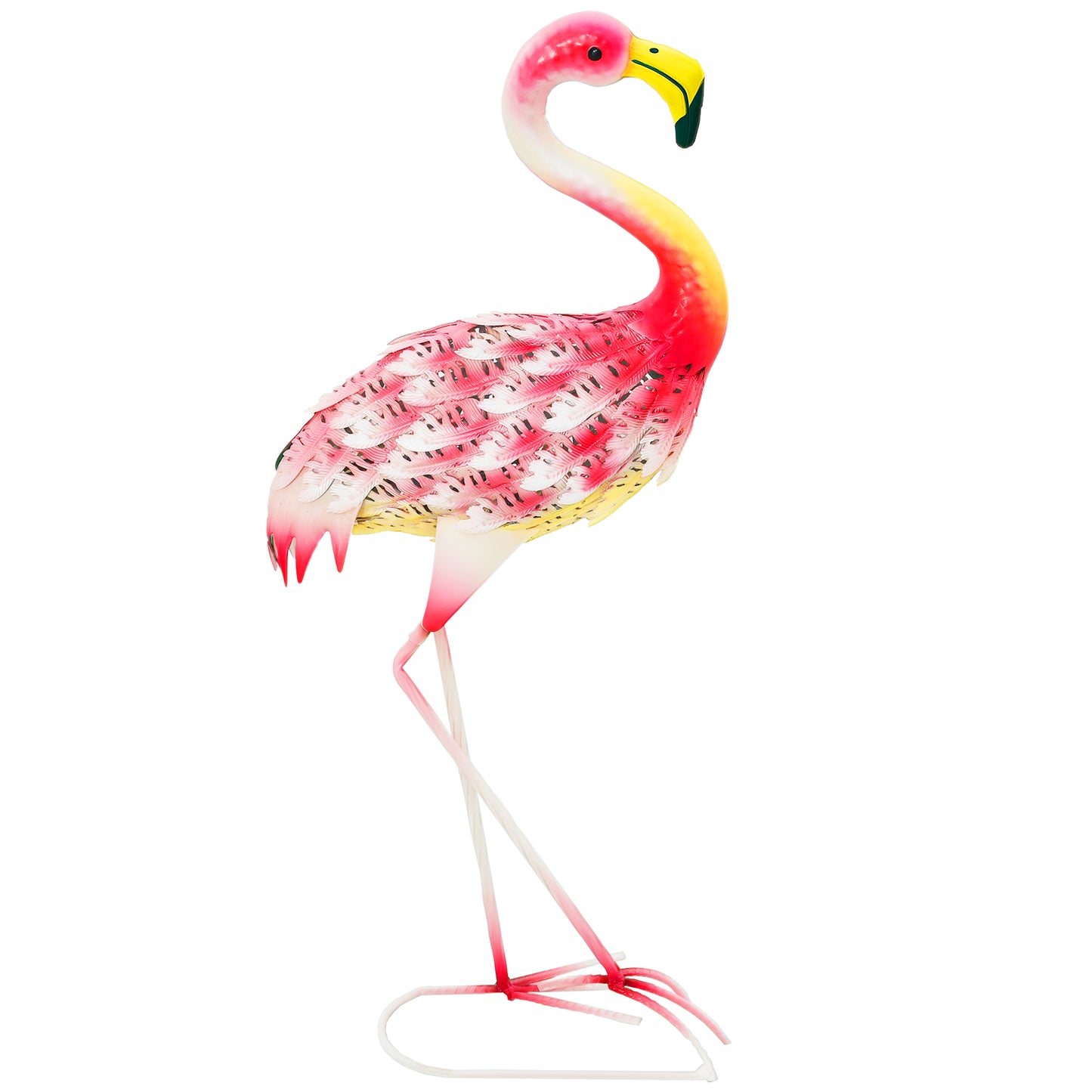 Flamingo Garden Statue, Metal Garden Ornament with Stakes, Pink