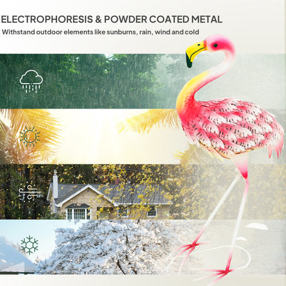 Flamingo Garden Statue, Metal Garden Ornament with Stakes, Pink