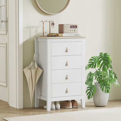 Bedroom Chest of Drawers, Modern 4 Drawer Dresser, White
