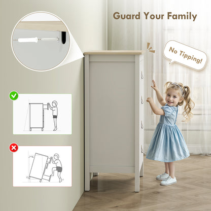 Bedroom Chest of Drawers, Modern 4 Drawer Dresser, White