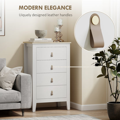 Bedroom Chest of Drawers, Modern 4 Drawer Dresser, White