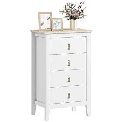 Bedroom Chest of Drawers, Modern 4 Drawer Dresser, White