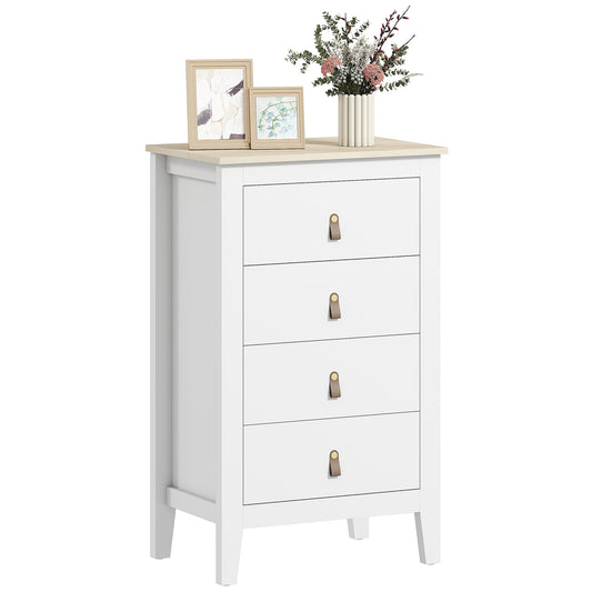 Bedroom Chest of Drawers, Modern 4 Drawer Dresser, White