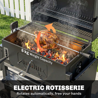 Charcoal BBQ Grill with Electric Rotisserie Kit, Barbecue Grill