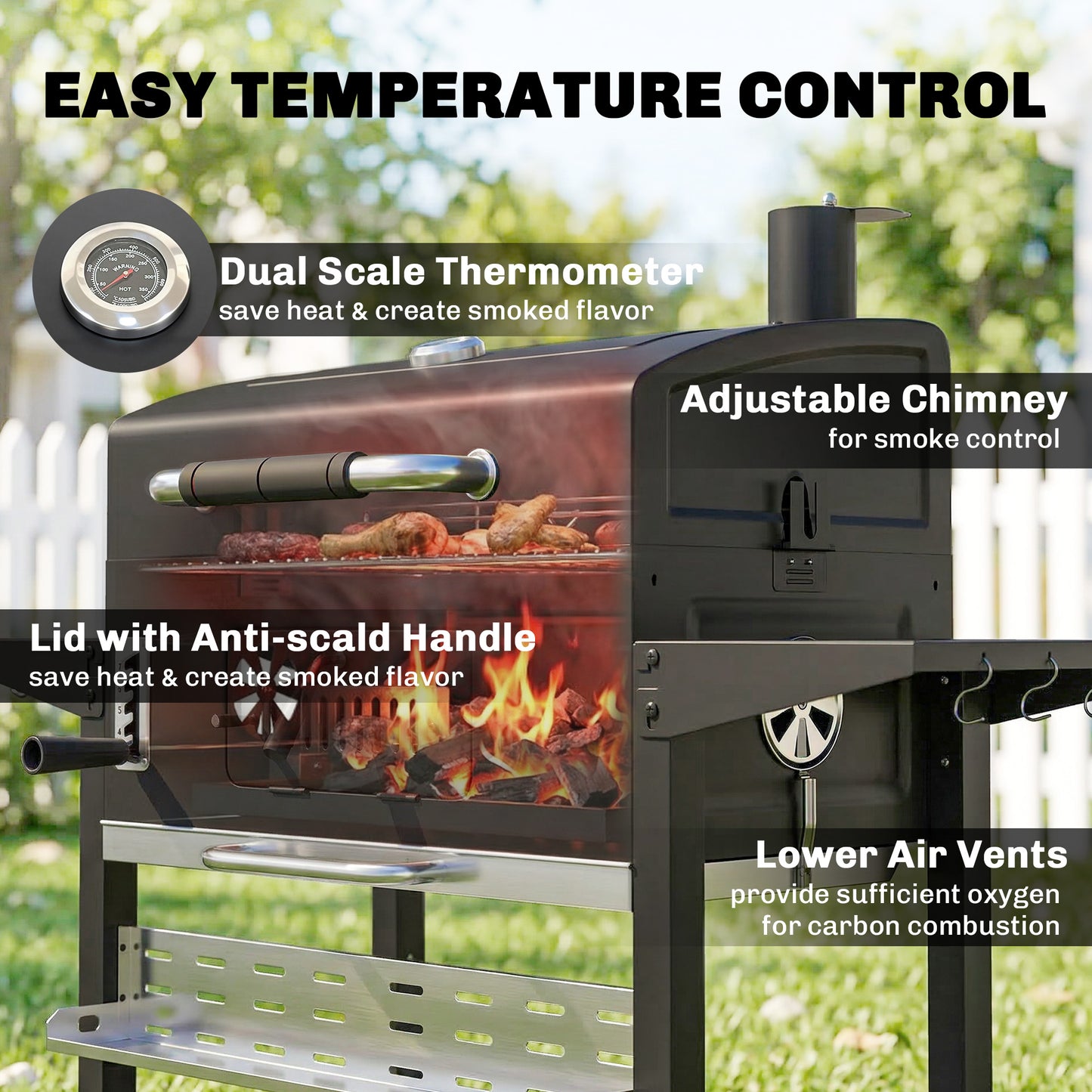 Charcoal BBQ Grill with Electric Rotisserie Kit, Barbecue Grill