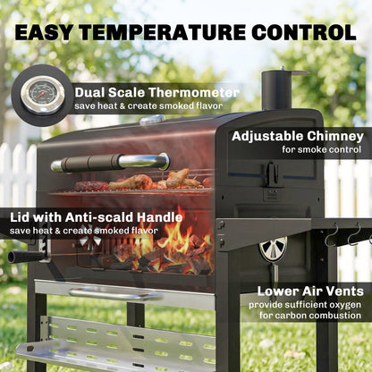 Charcoal BBQ Grill with Electric Rotisserie Kit, Barbecue Grill