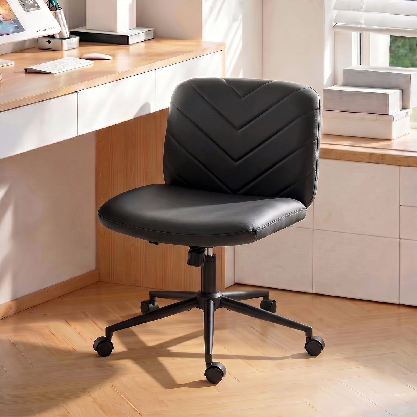 Criss Cross Legged Office Chair Height Adjustable Black