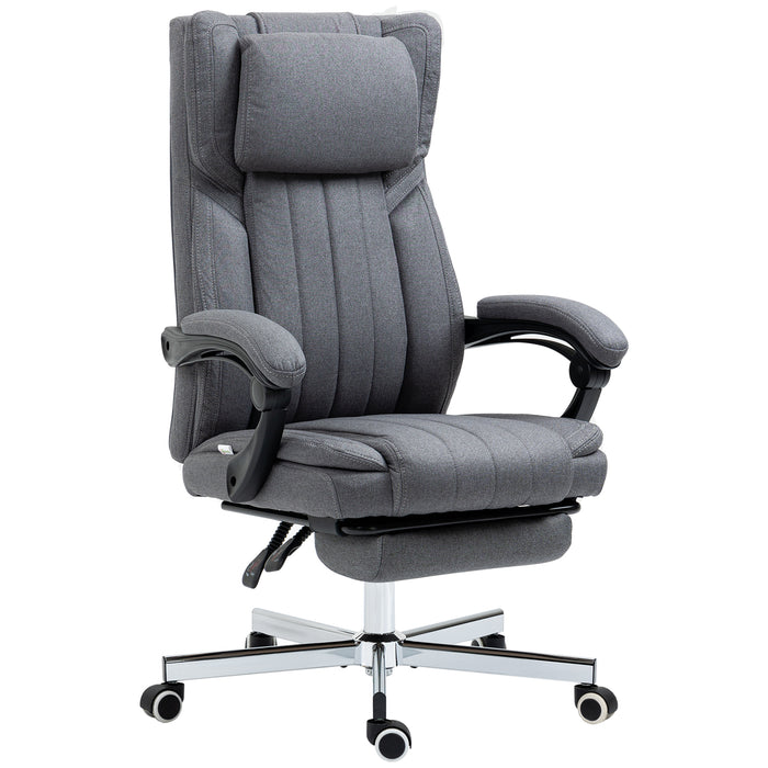 High Back Computer Desk Chair, Executive Office Chair with Adjustable Headrest, Footrest, Reclining Back, Grey