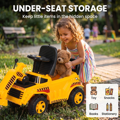 Kids' Foot-Powered Ride-On Road Roller with Horn - Yellow & Black