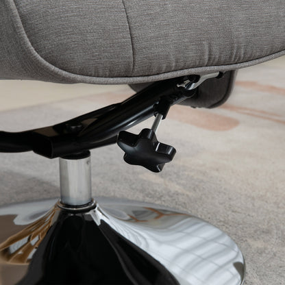 Upholstered Swivel Recliner Armchair with Ottoman, Grey