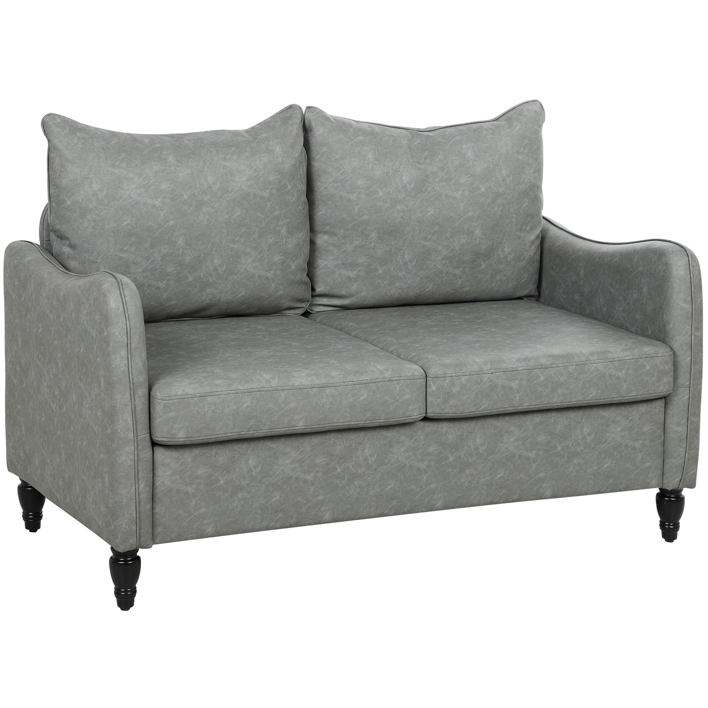 Two-Seater Sofa, Modern Small Sofa with Solid Wood Legs, Grey