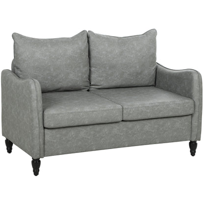 Two-Seater Sofa, Modern Small Sofa with Solid Wood Legs, Grey