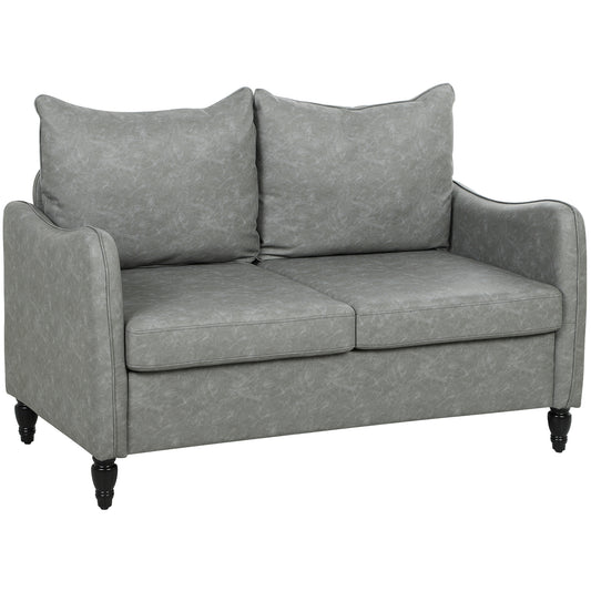Two-Seater Sofa, Modern Small Sofa with Solid Wood Legs, Grey