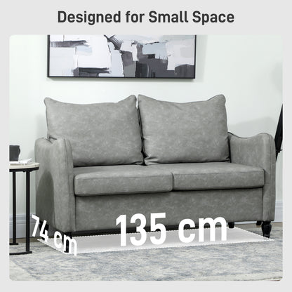 Two-Seater Sofa, Modern Small Sofa with Solid Wood Legs, Grey