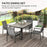 7 Pieces Garden Dining Set w/ Glass Top Dining Table, Outdoor Table and 6 Armchairs w/ Breathable Mesh Fabric Seats and Backrest