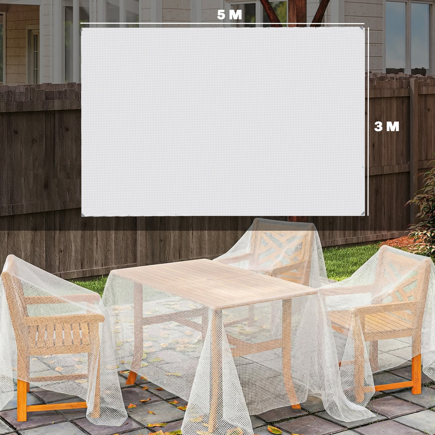 3 x 5m Waterproof Tarpaulin, 140GSM Tear-Resistant PE Tarp