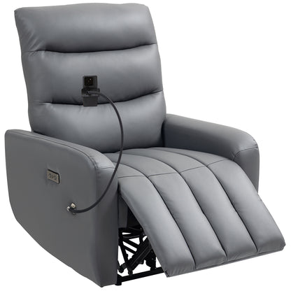 Electric Recliner Chair with Phone Holder, USB Charge Port, Grey