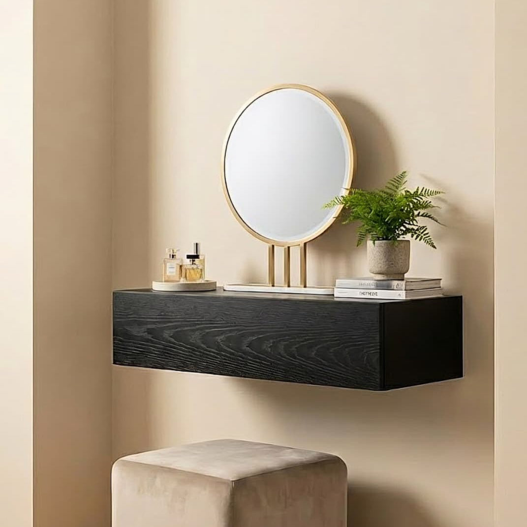Inga Black Oak Floating Console Table