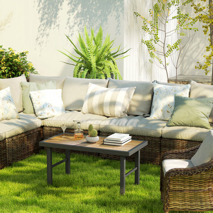 Garden Coffee Table with SPC Woodgrain Tabletop, Brown Wood Effect