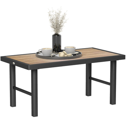 Garden Coffee Table with SPC Woodgrain Tabletop, Brown Wood Effect
